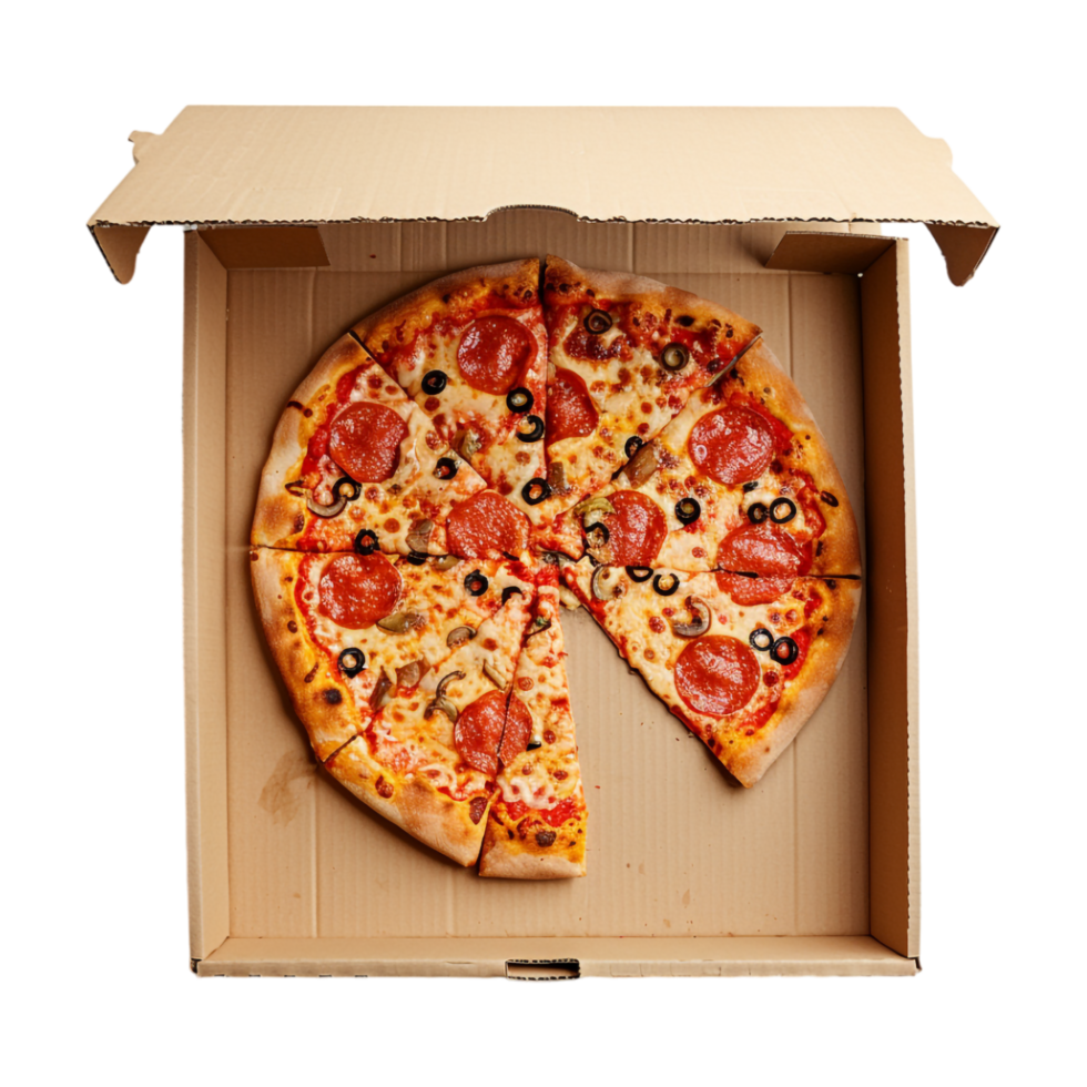 Pizza in a Box on Transparent Background png