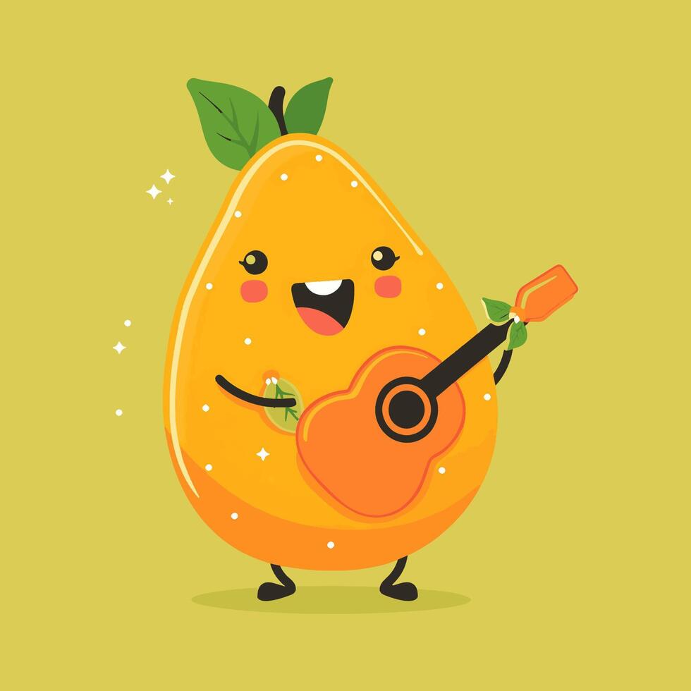 A papaya playing a tiny guitar vector