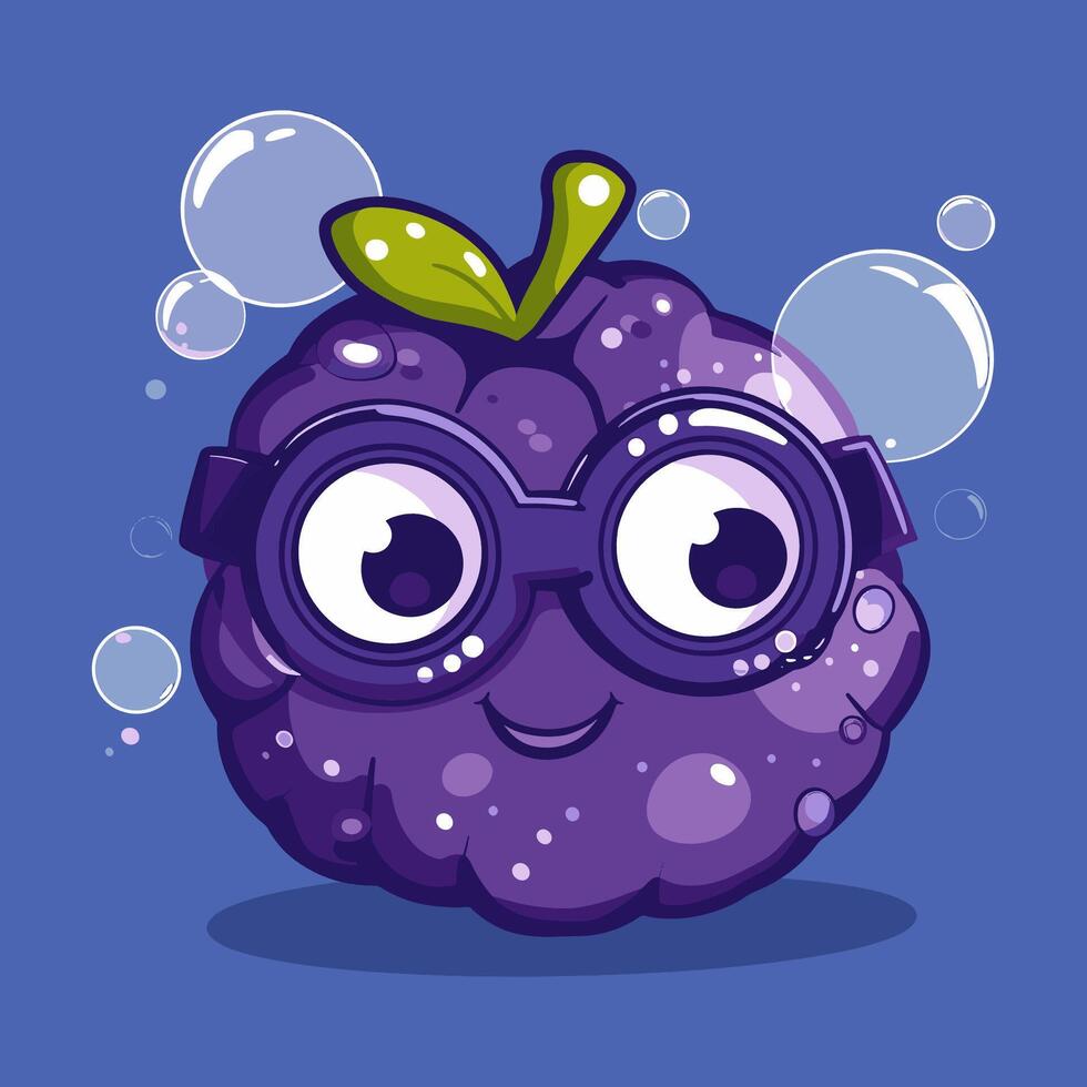 A blueberry with bubbles around vector