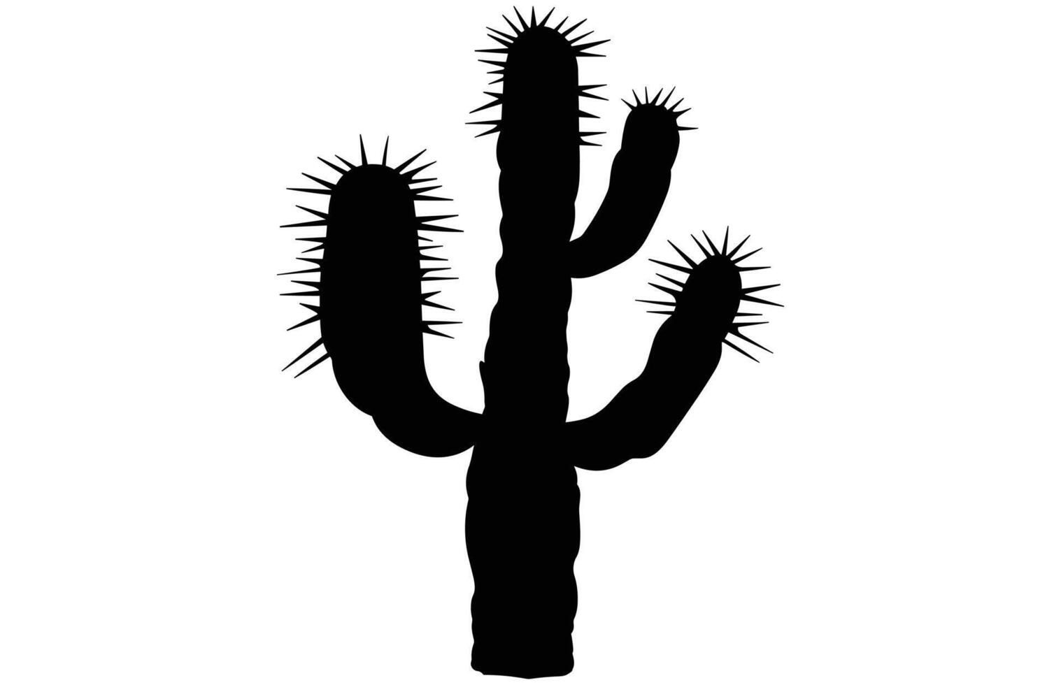 Cactus Black silhouette isolated on white background, Desert Flower Summer Tropical Plant Illustration. vector