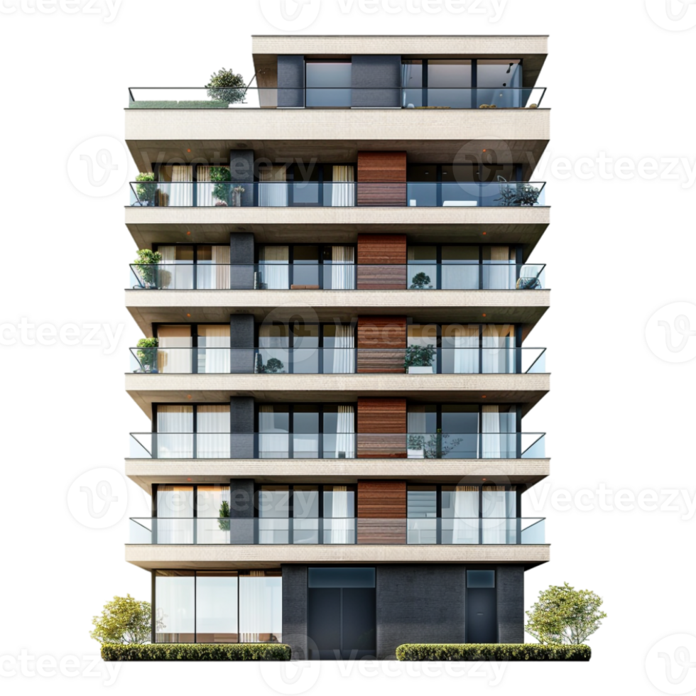 Residential Building on Transparent Background png
