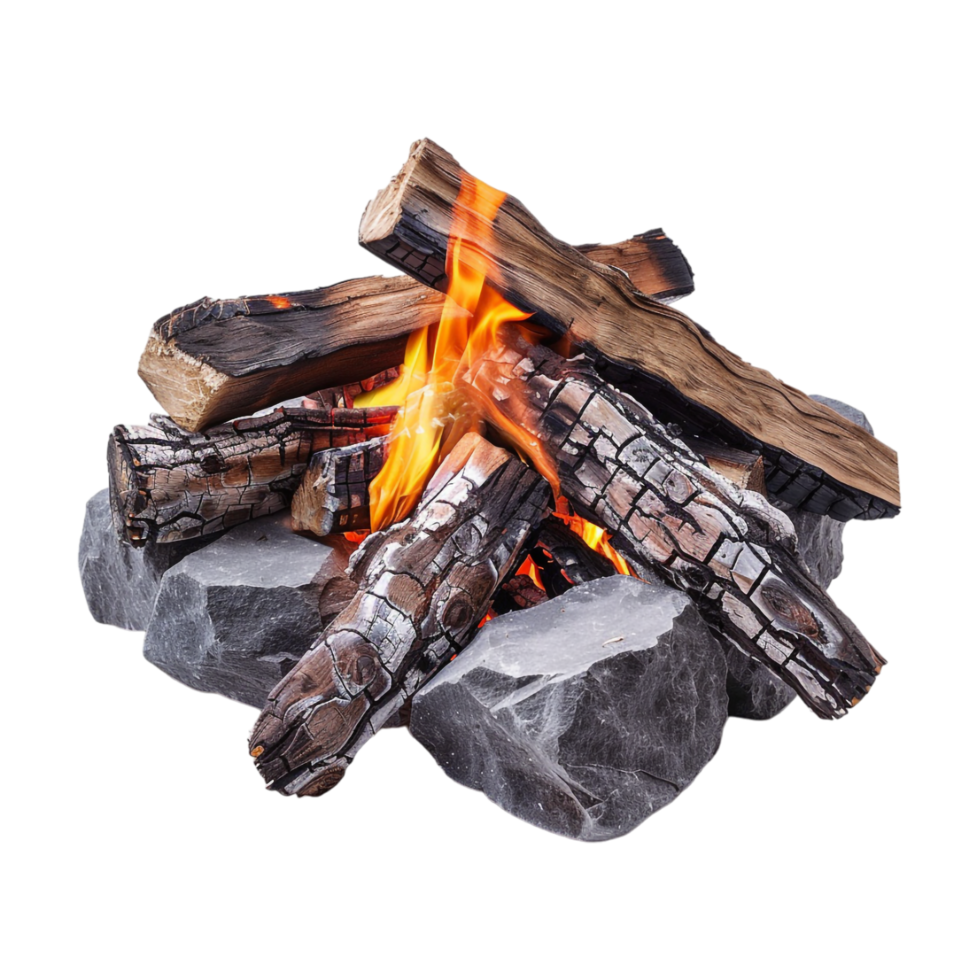 Fire on woods stack on Transparent Background png