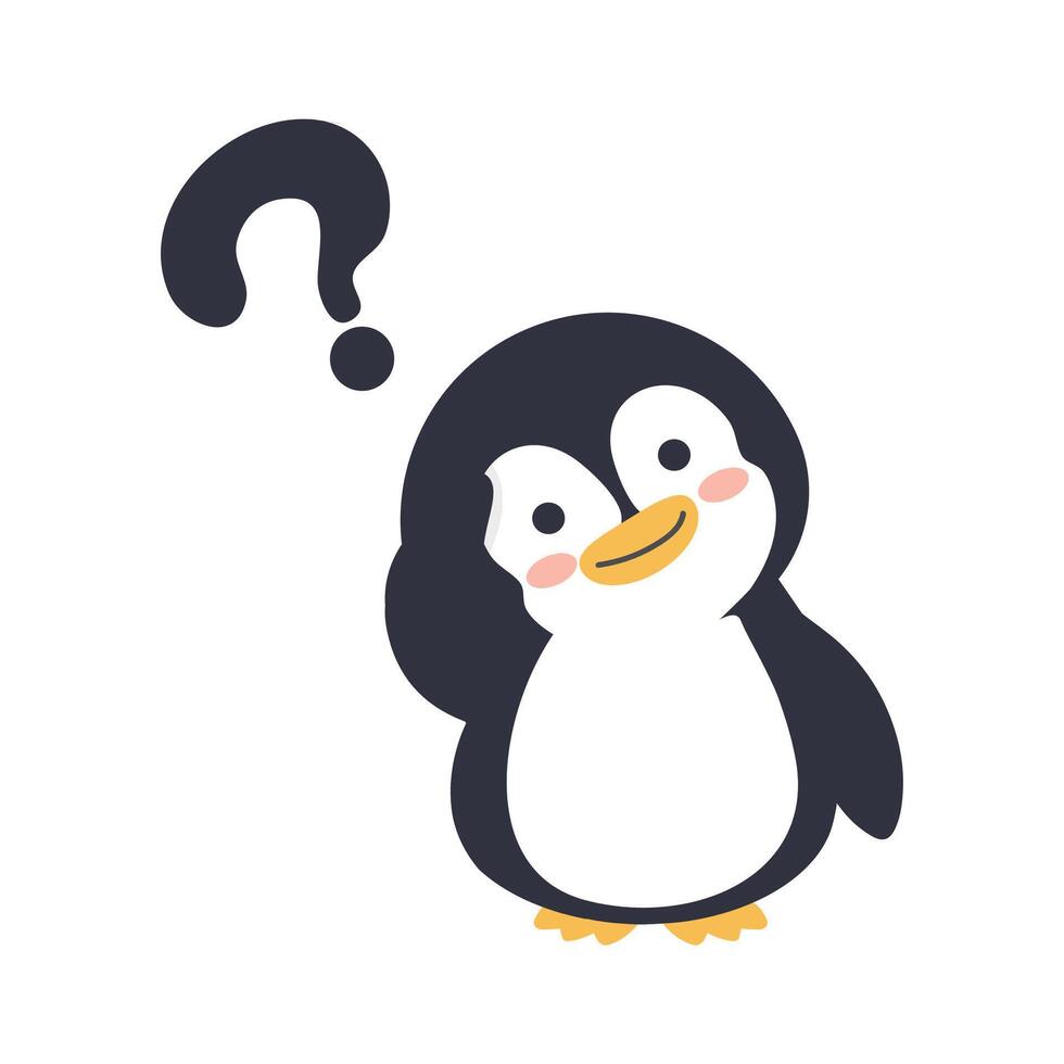 Confused penguin with a question mark vector