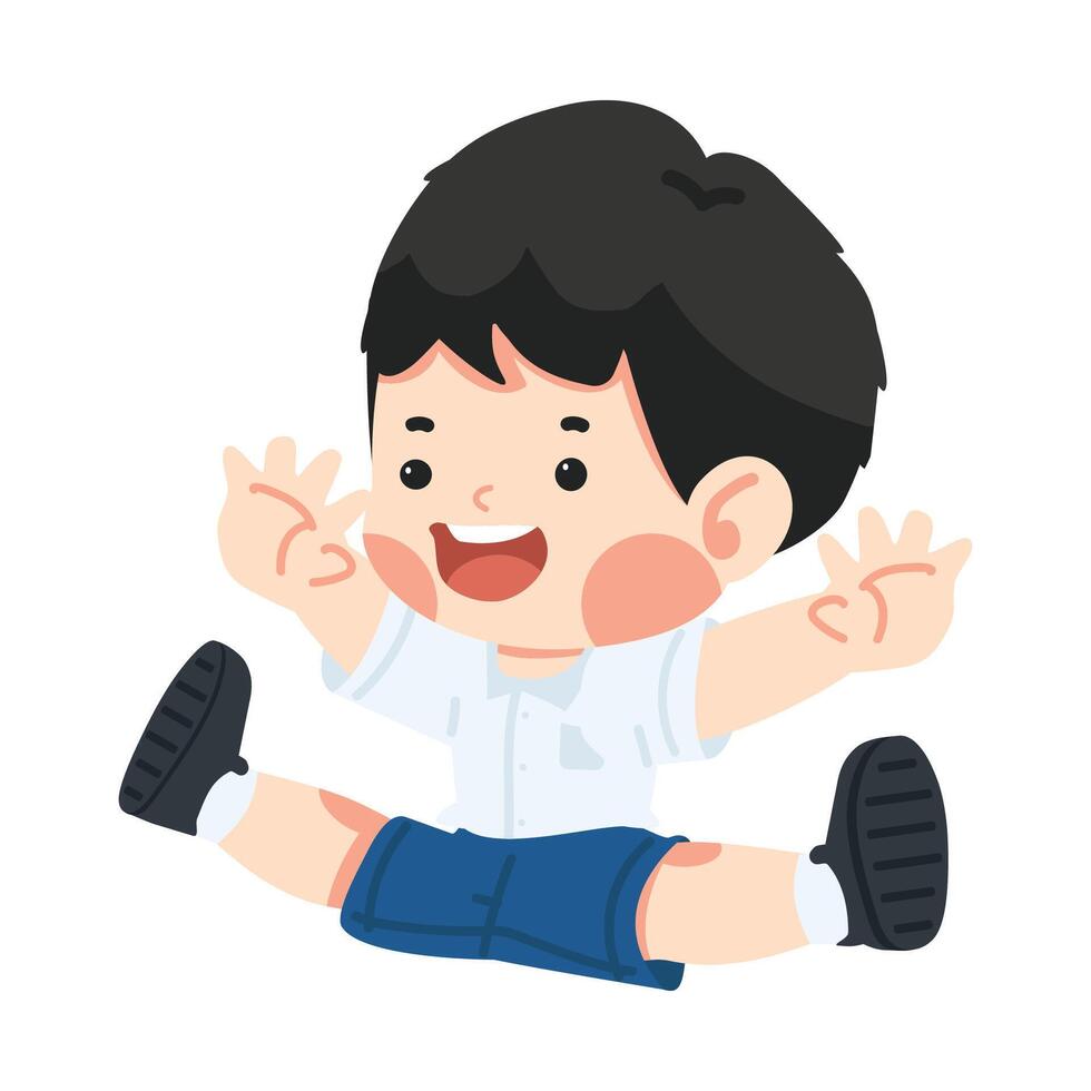 Student jumping with legs spread vector