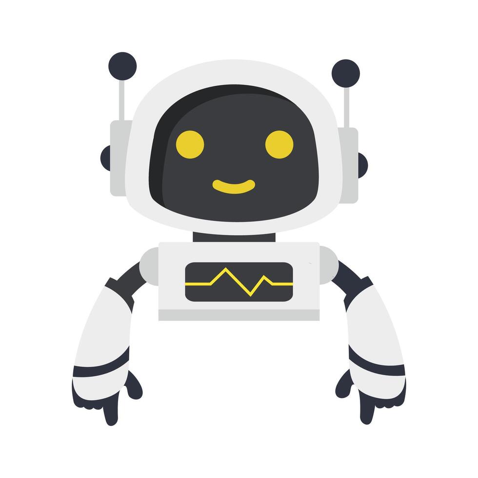 Cute AI robot with an empty blank whiteboard vector