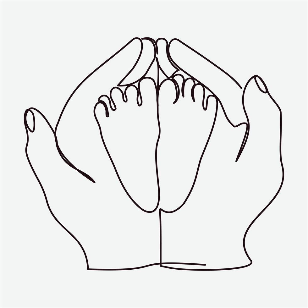 Continuous drawing illustration feet art vector