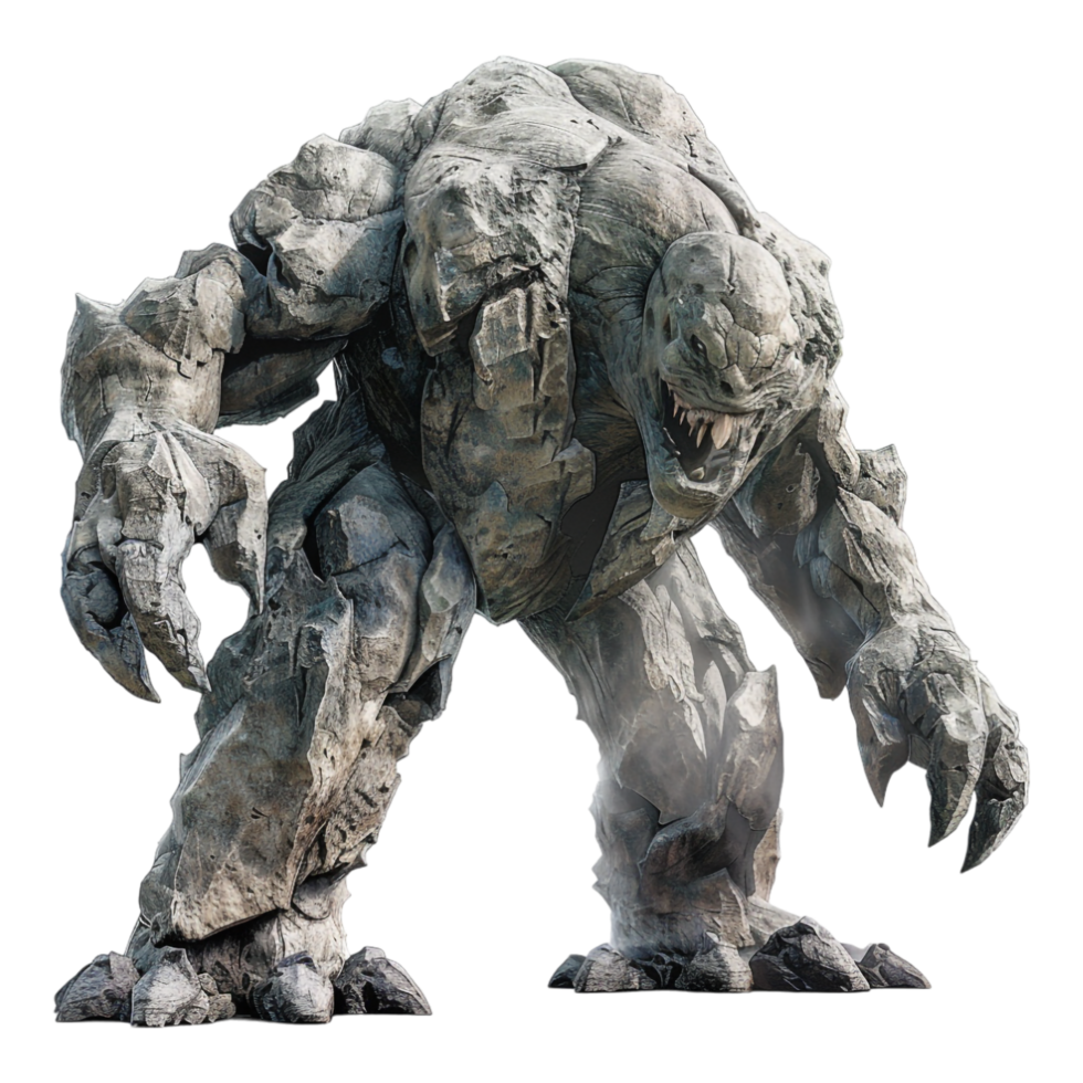 Sculpture of a monster made out of rocks on Transparent Background png