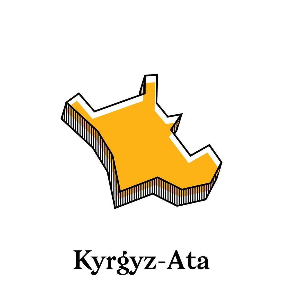 Kyrgyz Ata City Republic of Kyrgyzstan map illustration, template with outline graphic sketch style isolated on white background vector