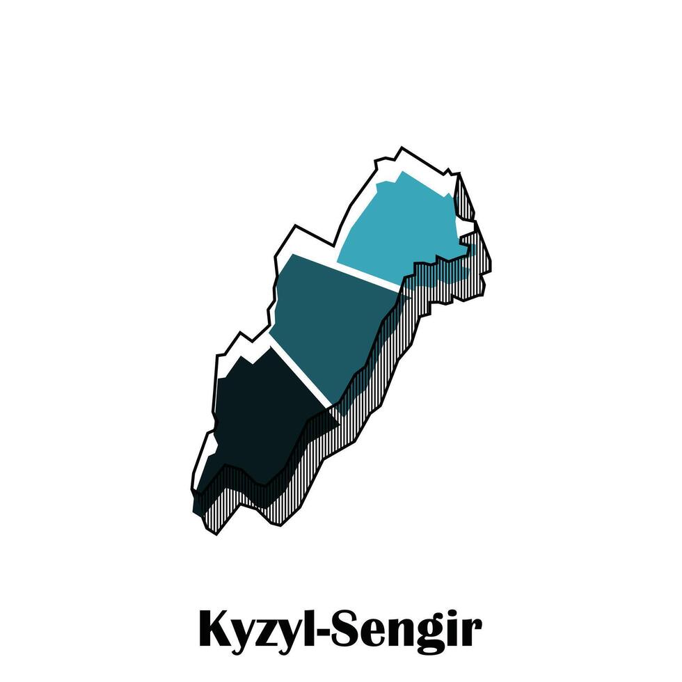 Map of Kyzyl Sengir illustration design template, Map have all province and mark the capital city of Kyrgyzstan, suitable for your company vector