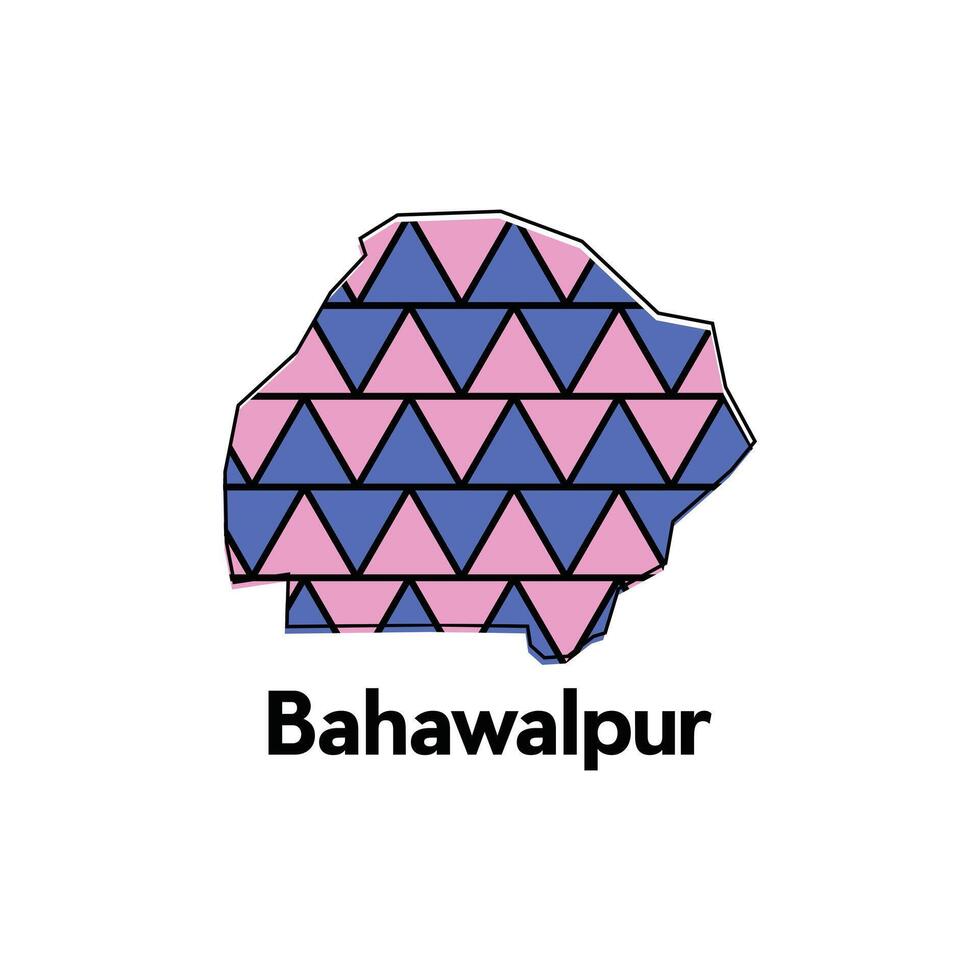 Map of Bahawalpur illustration design template, Map capital city of Pakistan, abstract design with colorful geometric vector