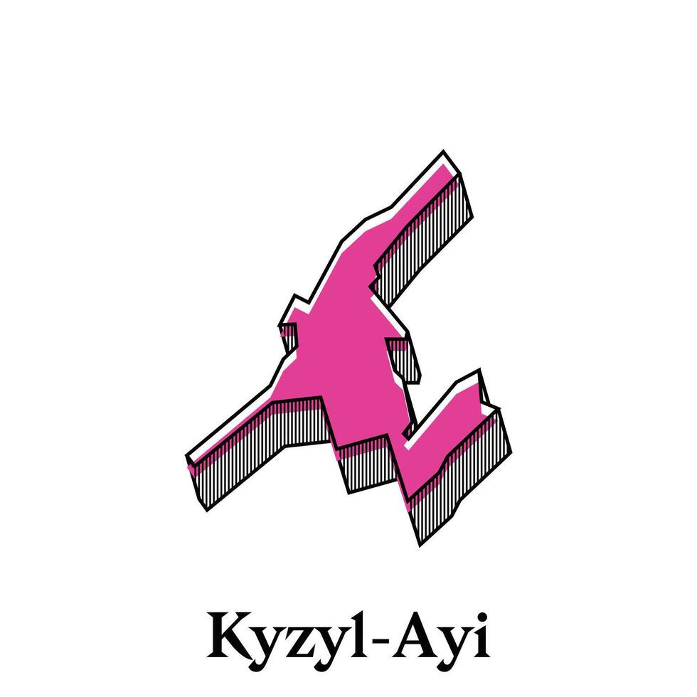 Map of Kyzyl Ayi illustration design template, Map have all province and mark the capital city of Kyrgyzstan, suitable for your company vector