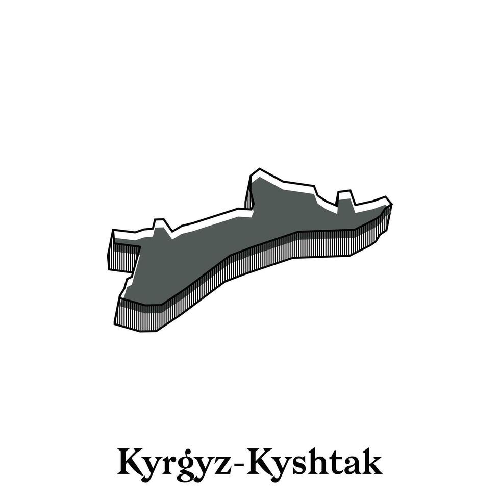 Kyrgyz Kyshtak City Republic of Kyrgyzstan map illustration, template with outline graphic sketch style isolated on white background vector