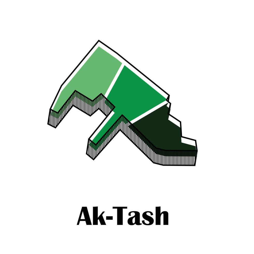 Ak Tash City Republic of Kyrgyzstan map illustration, template with outline graphic sketch style isolated on white background vector
