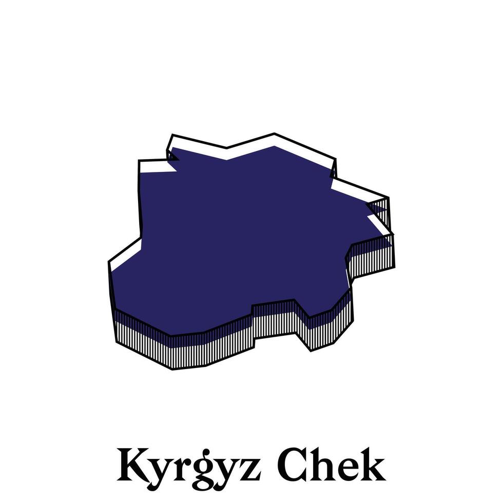 Kyrgyz Chek City Republic of Kyrgyzstan map illustration, template with outline graphic sketch style isolated on white background vector