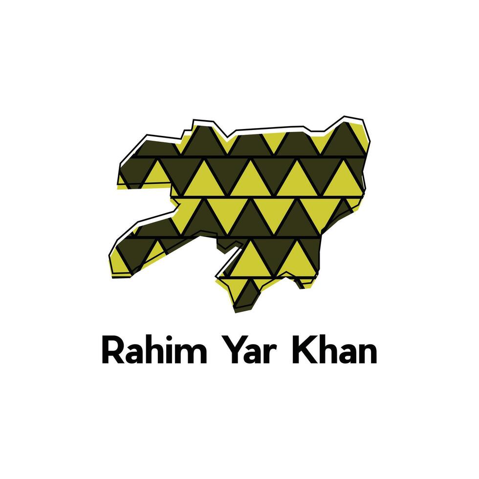 Map of Rahim Yar Khan illustration design template, Map capital city of Pakistan, abstract design with colorful geometric vector