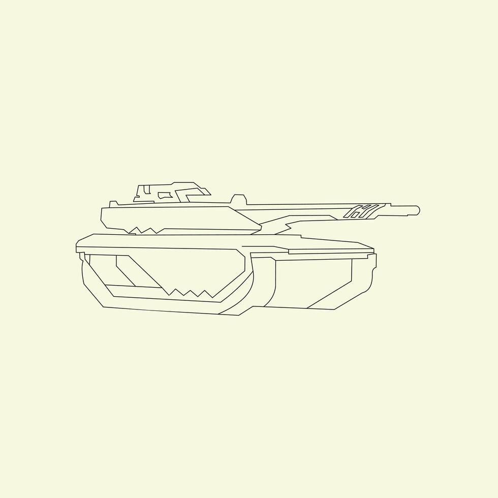 Tank line sketch drawing illustration design template vector