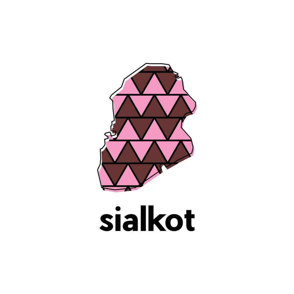 Map City of Sialkot design template, Infographic map illustration on a white background. vector