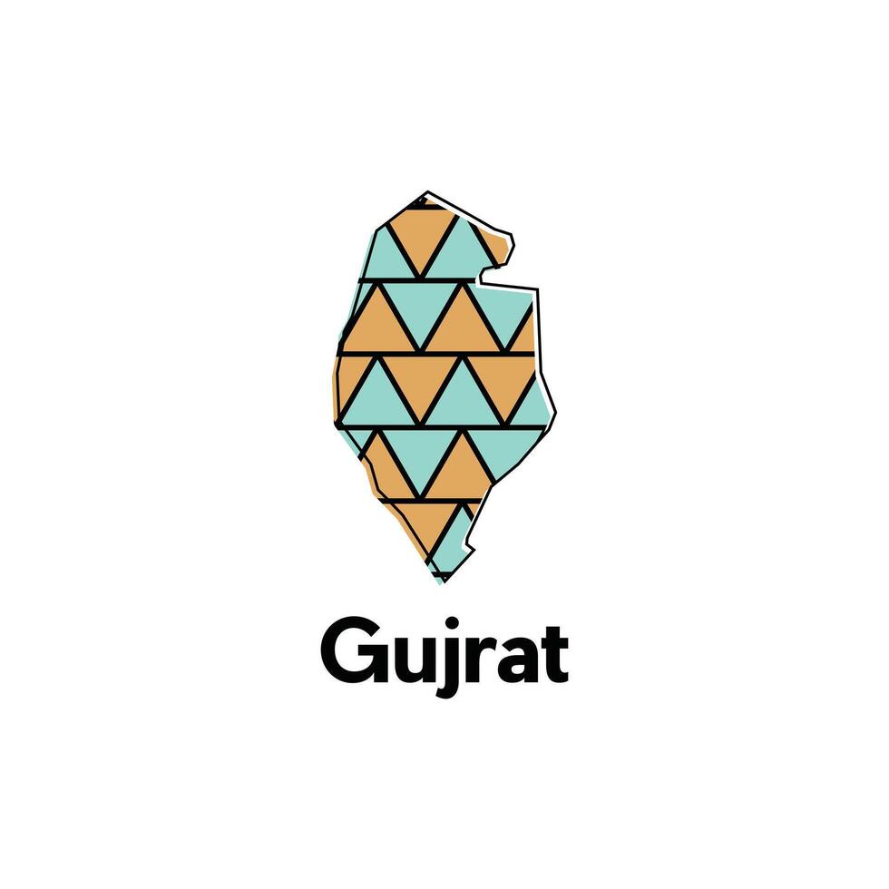Map of Gujrat illustration design template, Map capital city of Pakistan, abstract design with colorful geometric vector