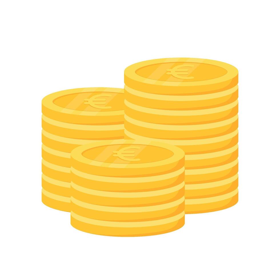 Stack of Euro Coins Money Currency Icon Clipart for Business and Finance in Animated Elements Illustration vector