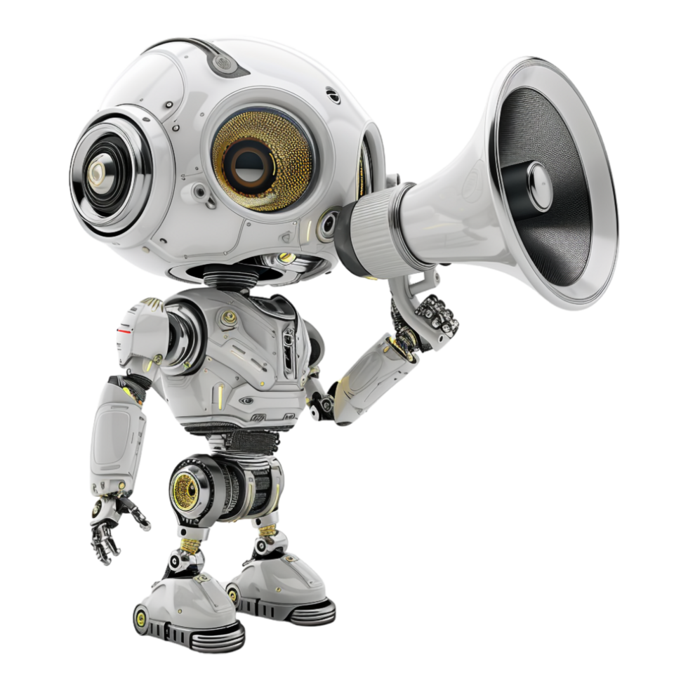 Robot Speaking on Mic on Transparent Background png