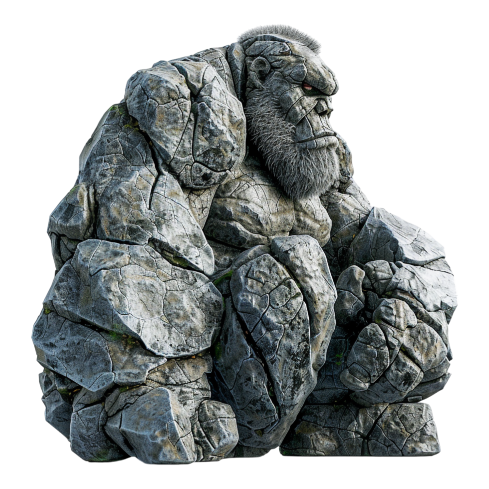 Sculpture of a monster made out of rocks on Transparent Background png