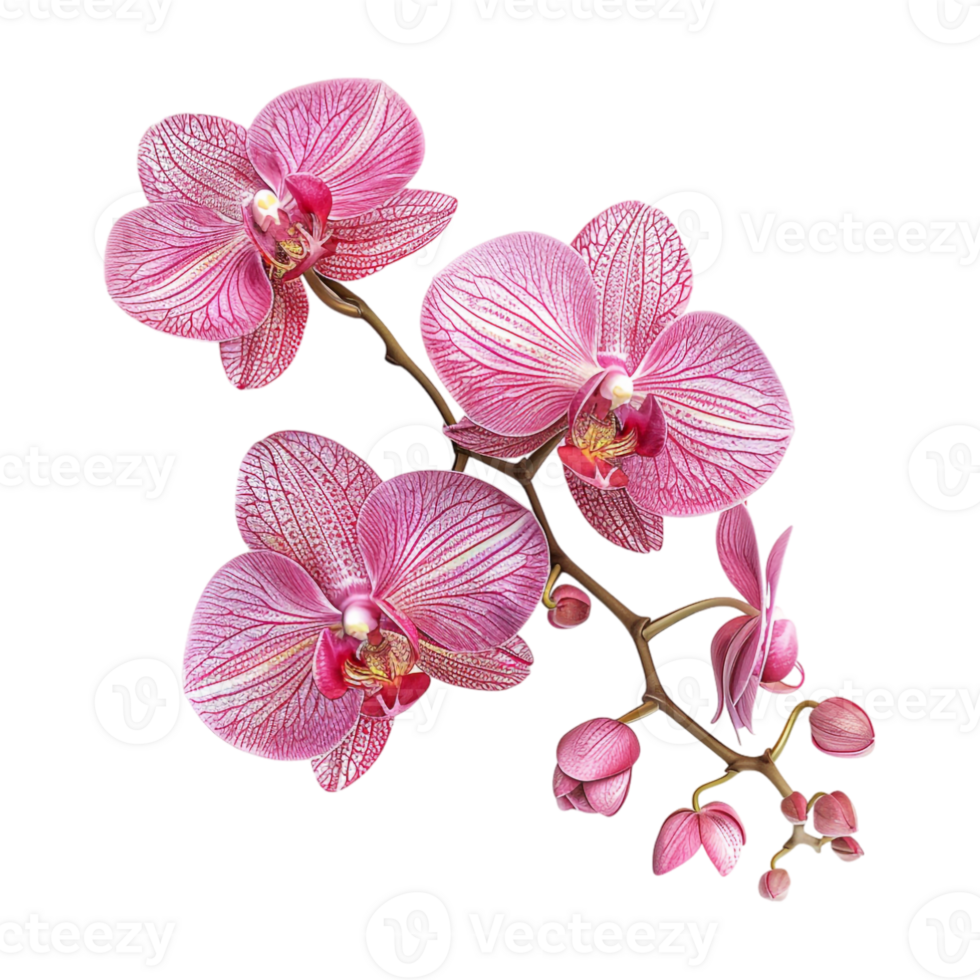 Pink Orchid Flower on Transparent Background png