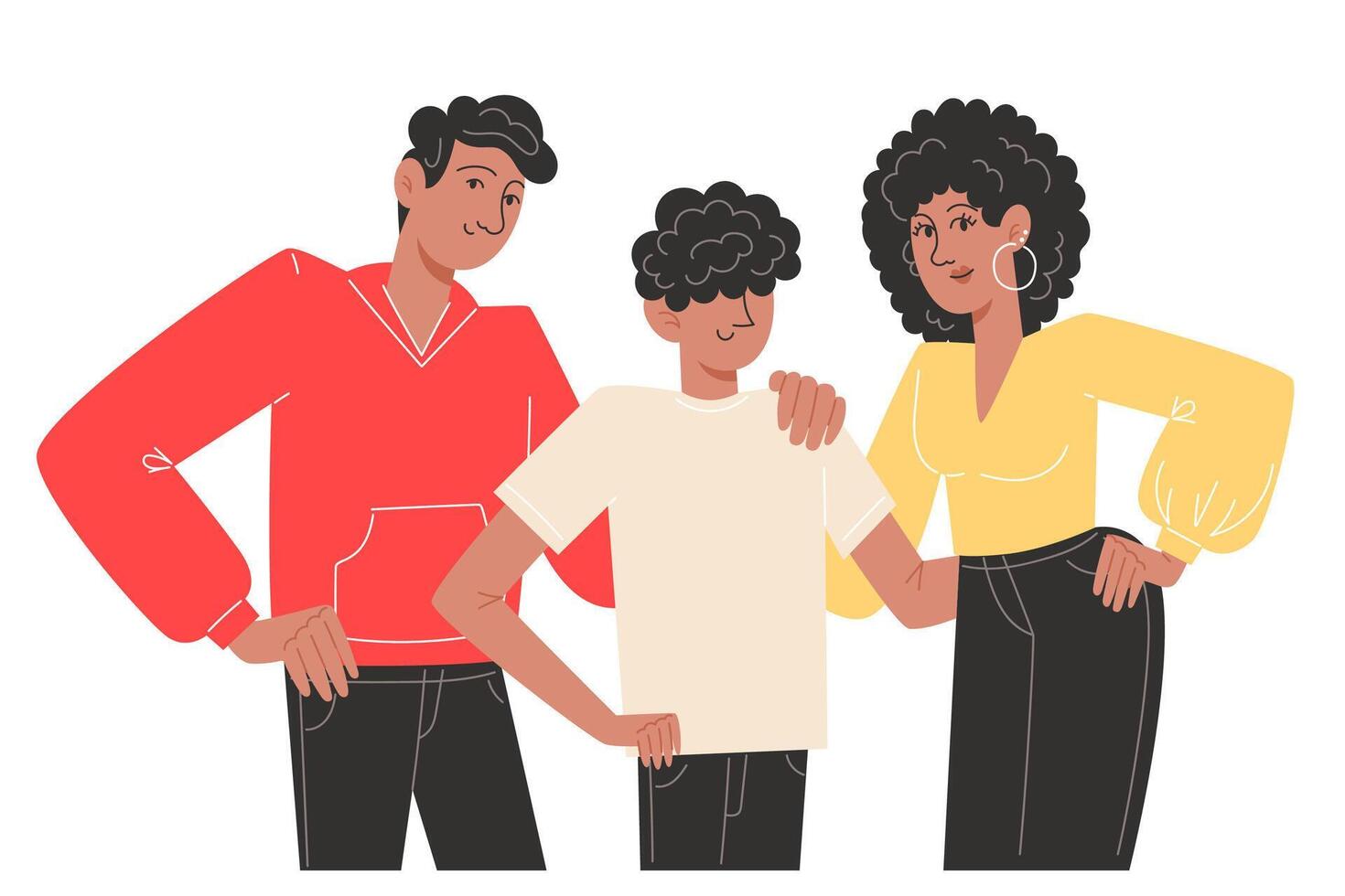 Happy international family are standing next to each other vector