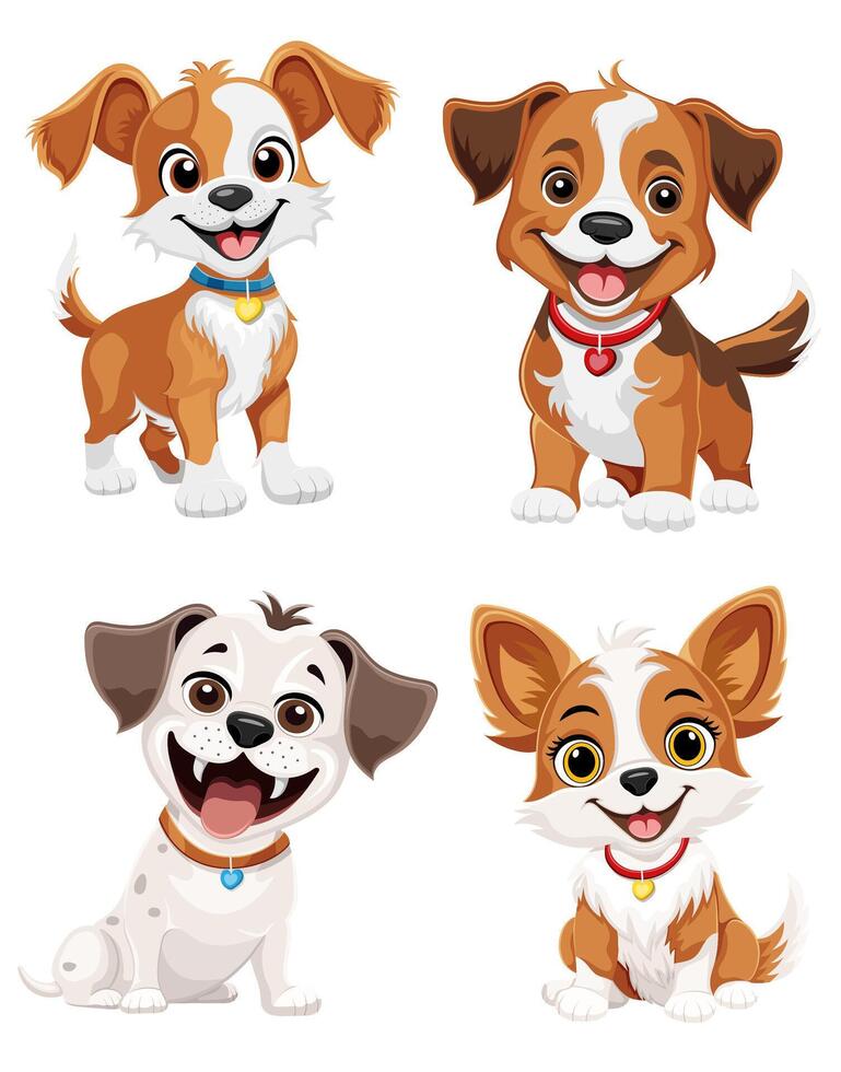 small puppy dog flat cartoon illustration isolated on white background vector