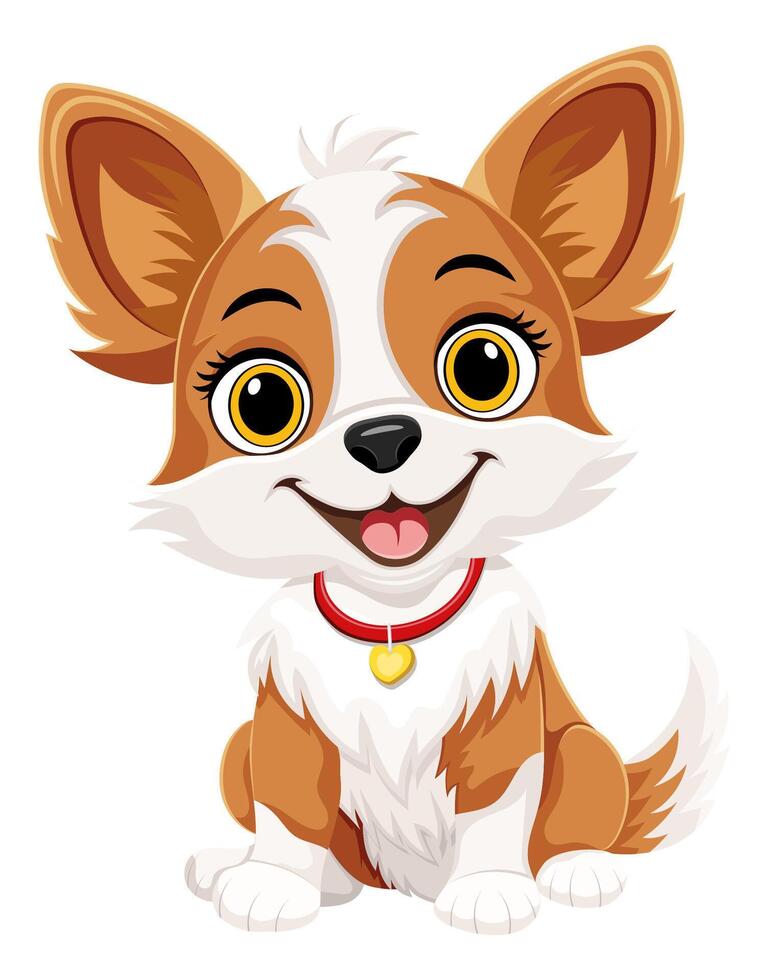 small puppy dog flat cartoon illustration isolated on white background vector