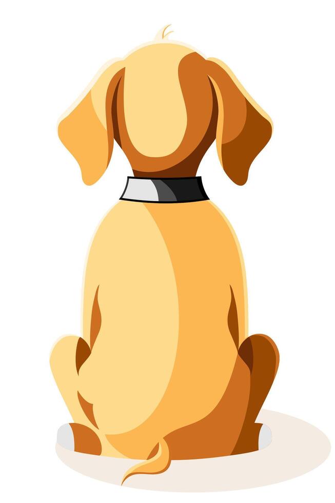 pet dog sitting with from the back and waiting for its owner flat cartoon illustration isolated on white background vector