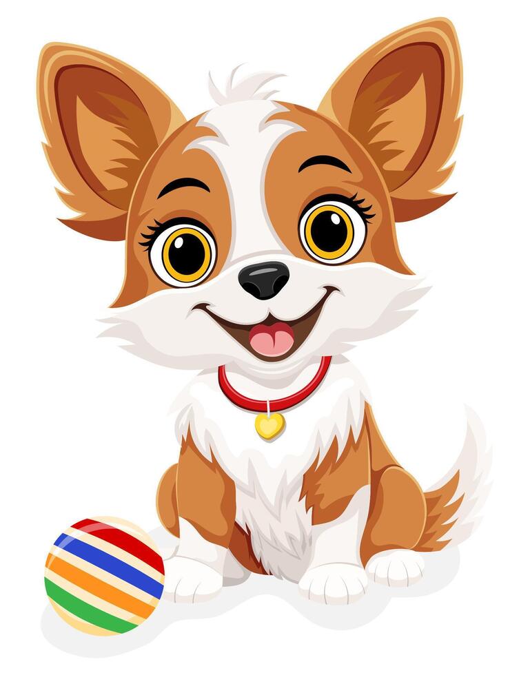 small puppy dog flat cartoon illustration isolated on white background vector