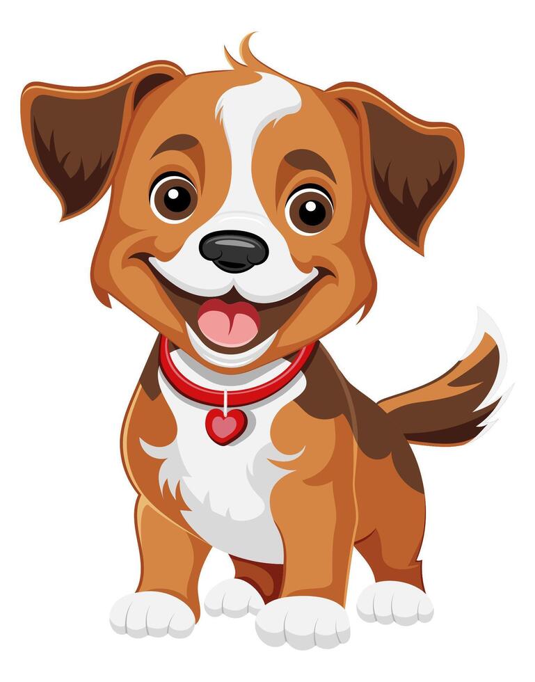 small puppy dog flat cartoon illustration isolated on white background vector