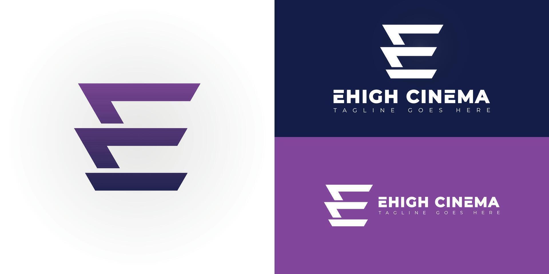 Abstract initial letters EC or CE logo in purple color isolated on multiple background colors. The logo is suitable for content media production studio logo design illustration inspiration vector