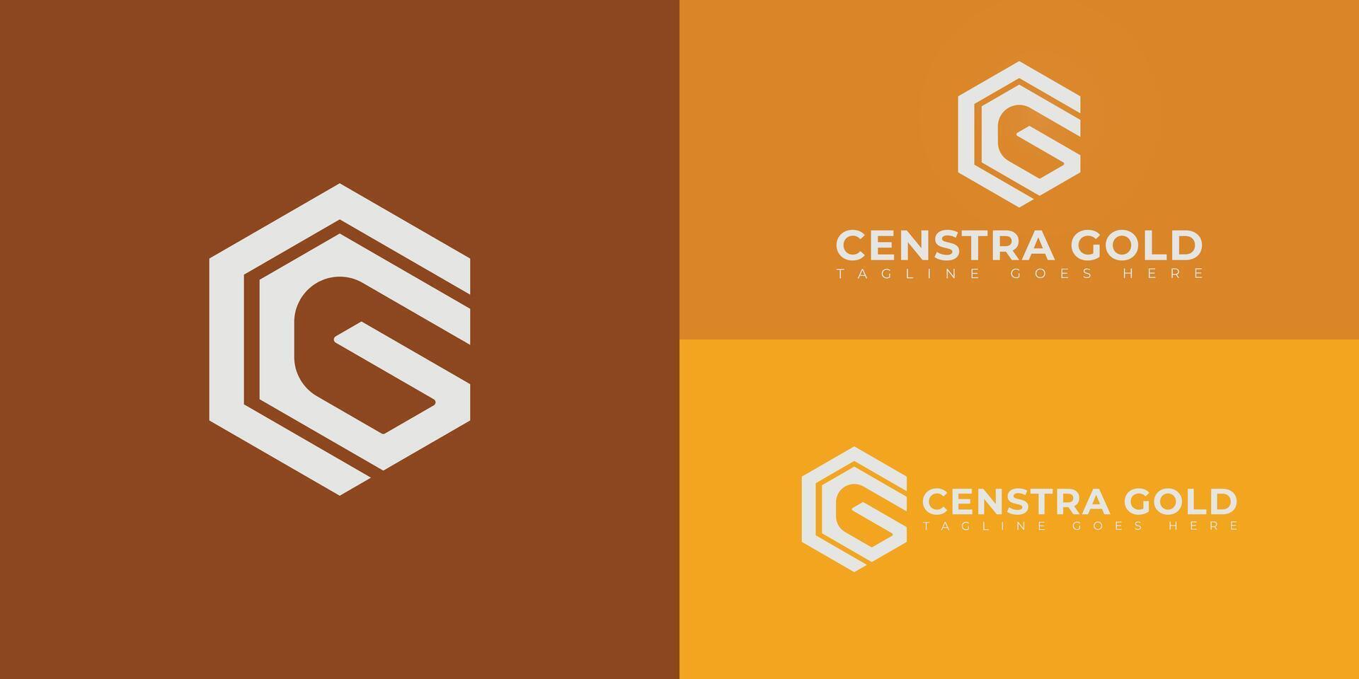 Abstract initial hexagon letters CG or GC logo in white color isolated on multiple background colors. The logo is suitable for the mineral business industry logo design illustration inspiration vector