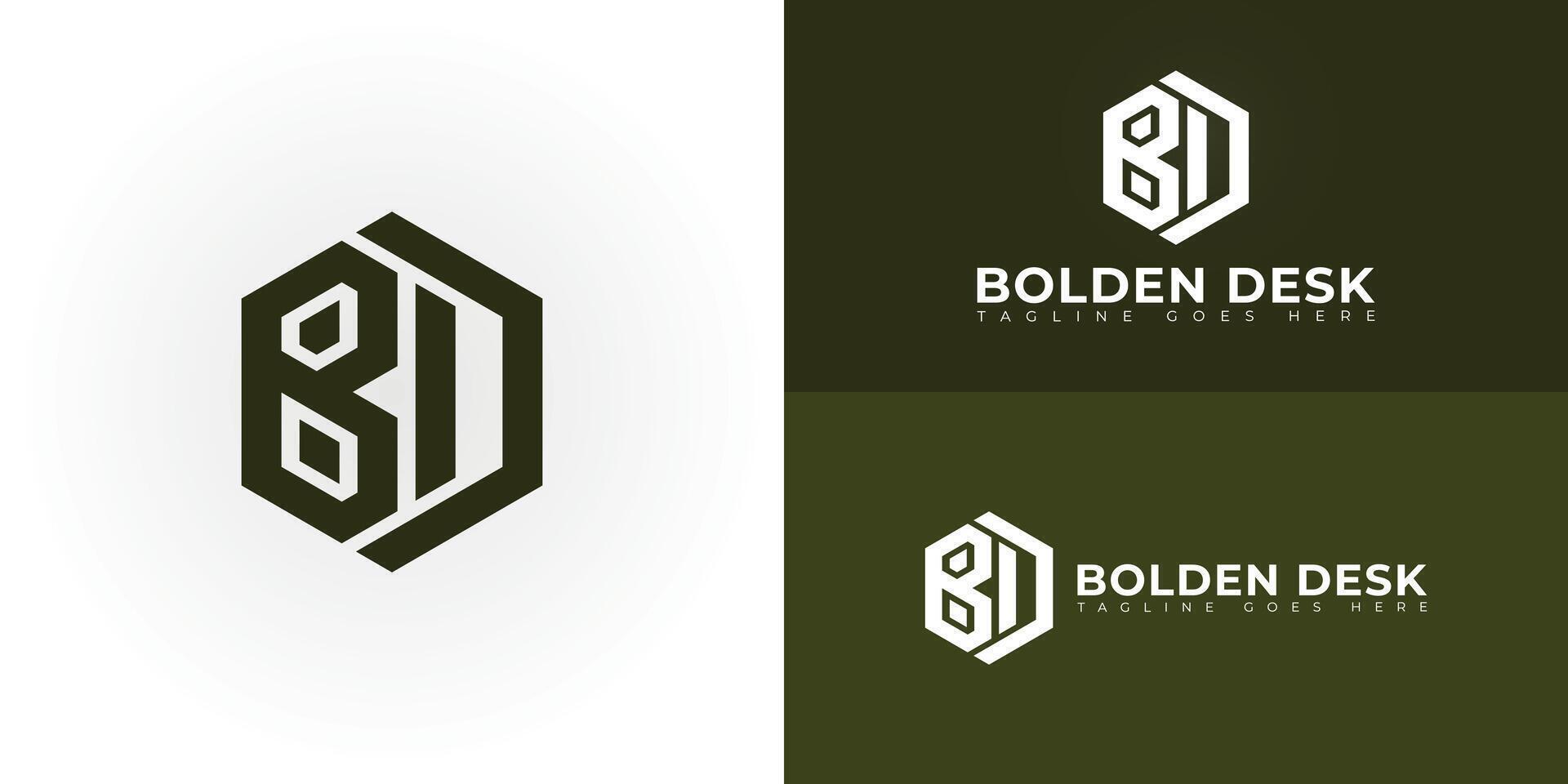 Abstract initial hexagon letters BD or DB logo in green color isolated on multiple background colors. The logo is suitable for property and real estate company logo design illustration vector