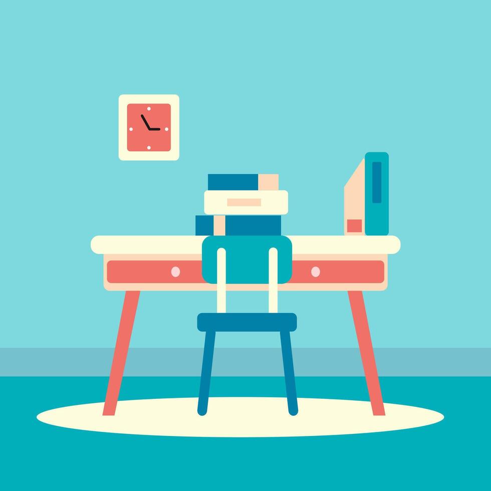flat design illustration of workspace desk vector