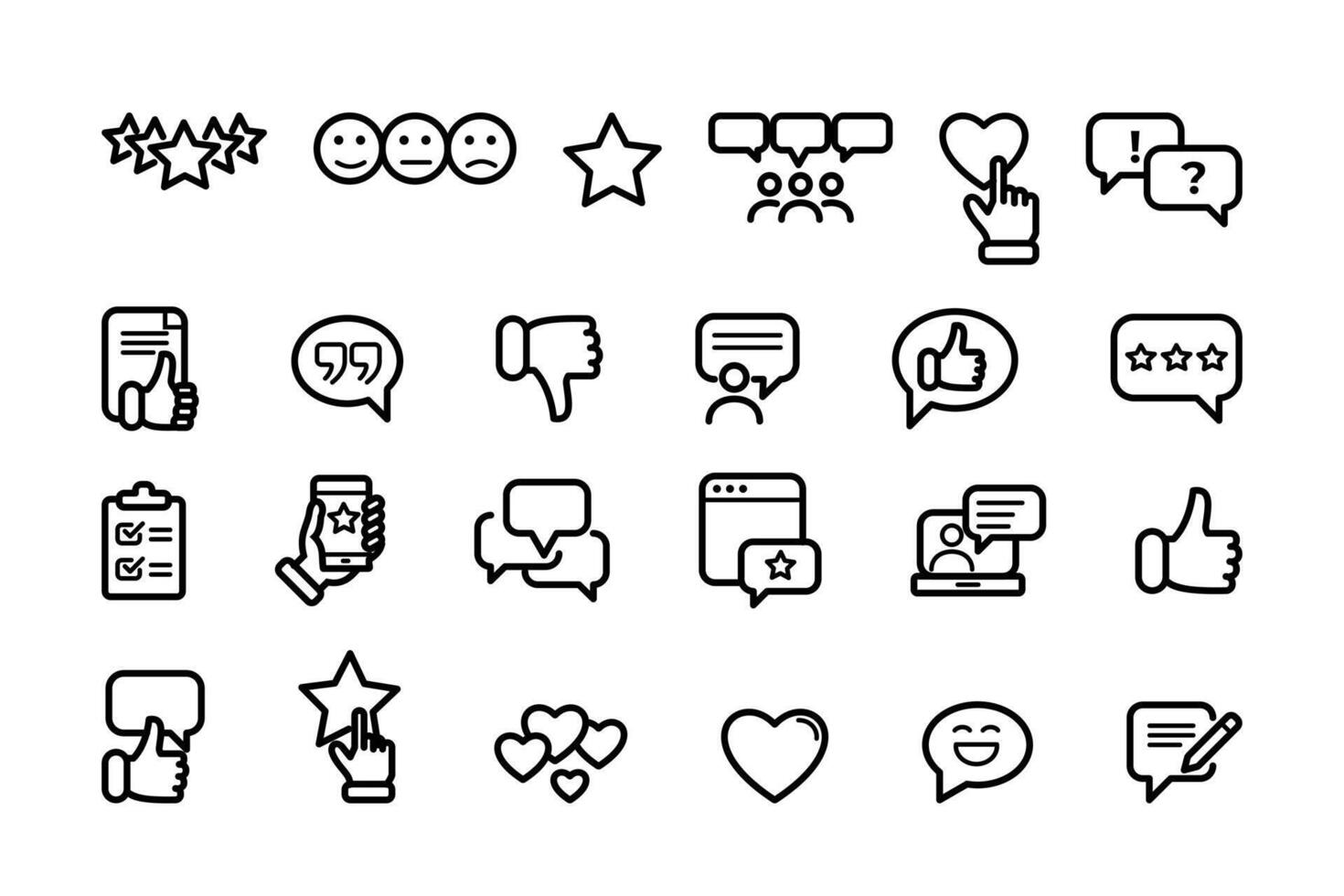 Simple Set of Testimonials Related Line Icons. Contains such Icons as Customer Relationship Management, Feedback, Review, Emotion symbols and more. vector