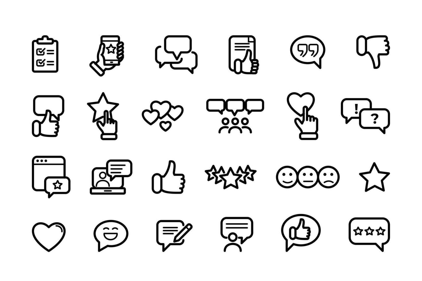 Simple Set of Testimonials Related Line Icons. Contains such Icons as Customer Relationship Management, Feedback, Review, Emotion symbols and more. vector