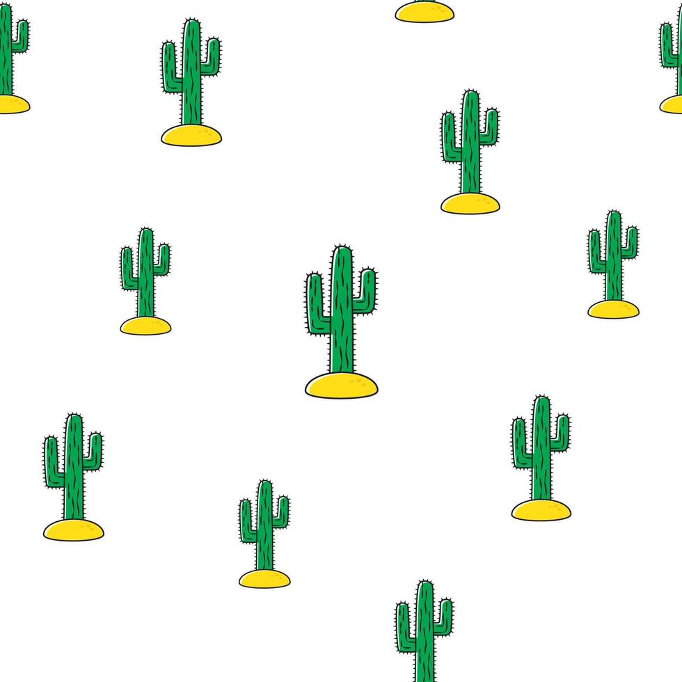 seamless pattern with tropical cactus on white background. vector