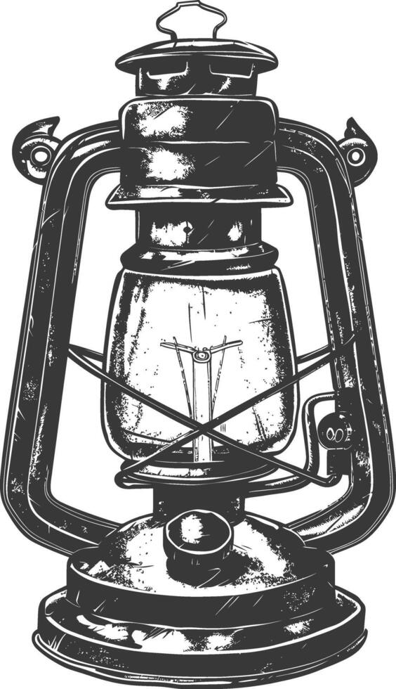 Vintage lantern pendant lamp industrial style full with engraving style black color only vector