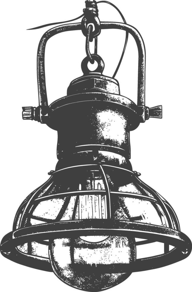 Vintage hanging lamp industrial style full with engraving style black color only vector