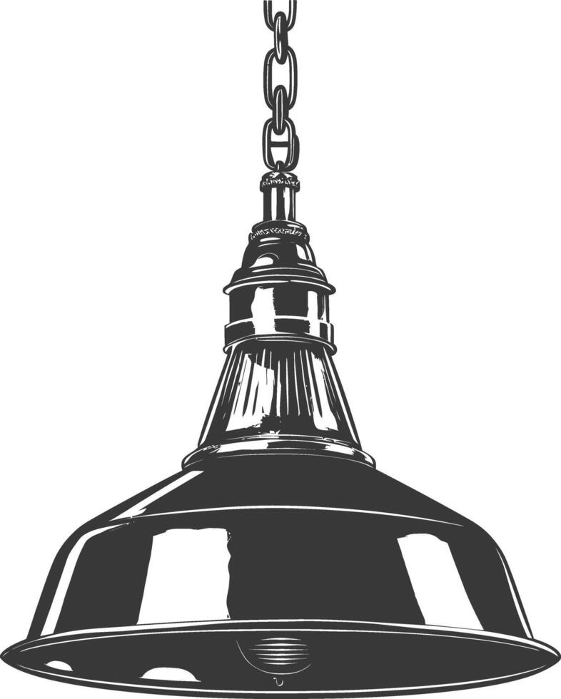 Vintage hanging lamp industrial style full with engraving style black color only vector