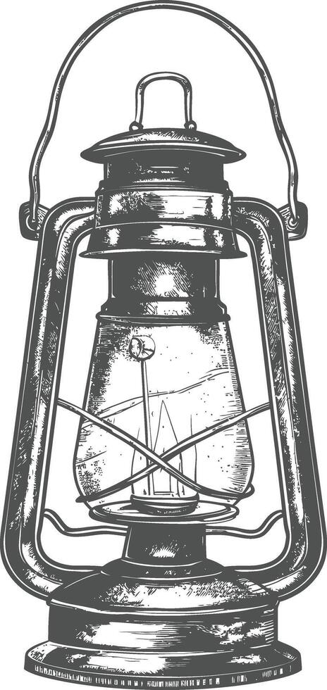 Vintage lantern pendant lamp industrial style full with engraving style black color only vector