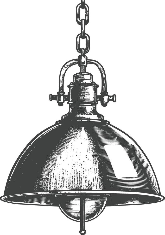 Vintage hanging lamp industrial style full with engraving style black color only vector
