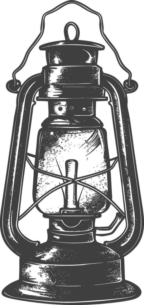Vintage lantern pendant lamp industrial style full with engraving style black color only vector