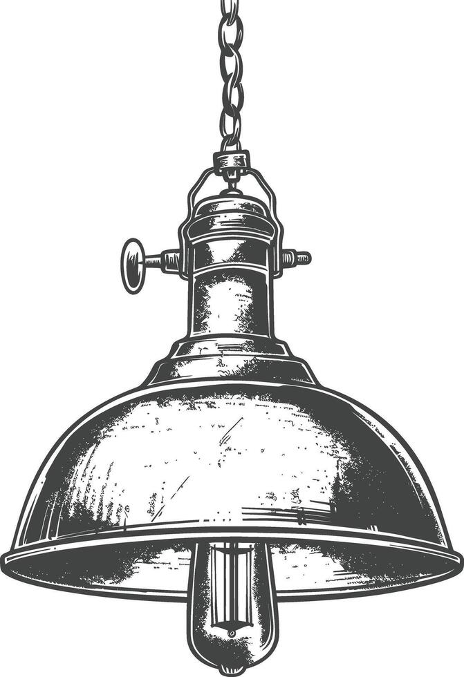 Vintage hanging lamp industrial style full with engraving style black color only vector