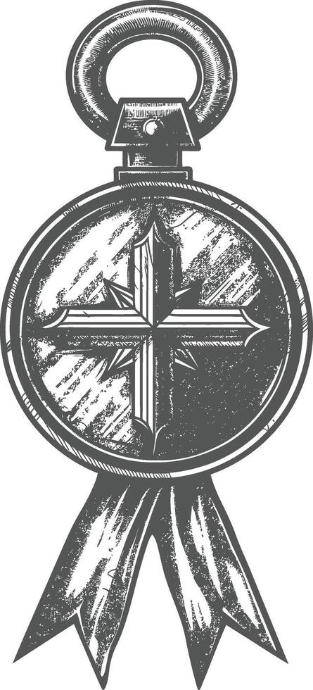 war medal of honor with engraving style black color only vector