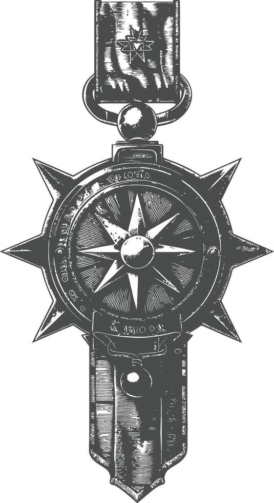 war medal of honor with engraving style black color only vector