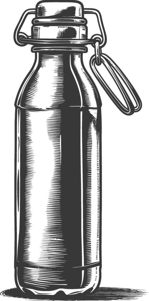water bottle with engraving style black color only vector