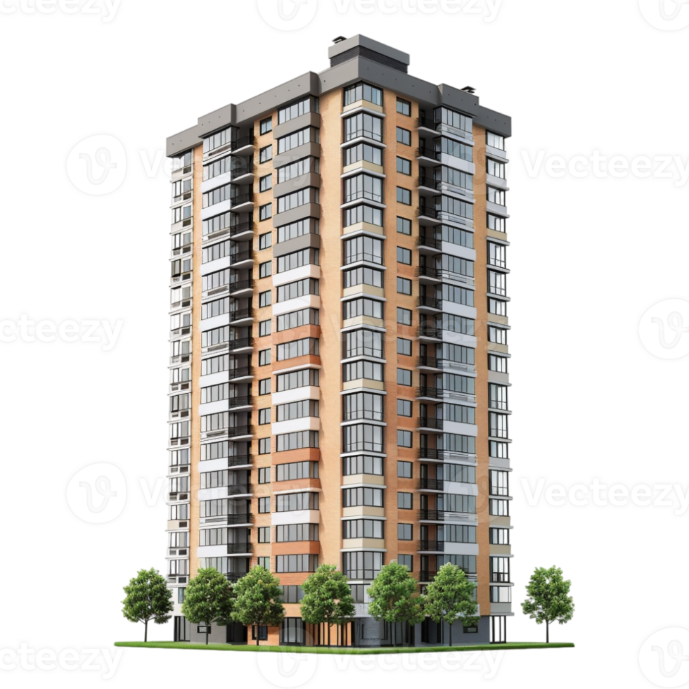 Residential Building on Transparent Background png
